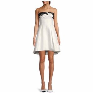 Halston Heritage Floral Appliqué black and white mini dress - Size 14